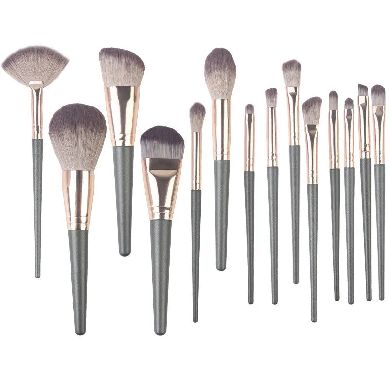 14-Pc Green Makeup Brush Set | Soft Synthetic Bristles Makeup Brush Set QXL