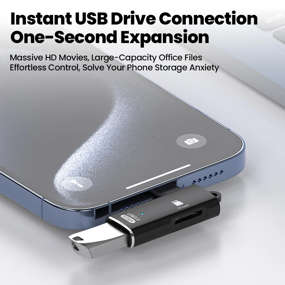 3-in-1 USB 3.0 Type-C TF Card Reader OTG Adapter USB Card Reader Adapter QXL