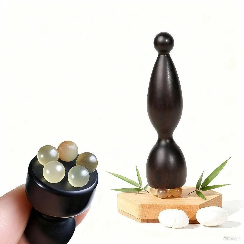 Lotus Face & Eye Massager Roller | Natural Sandalwood Face Massager Roller QXL