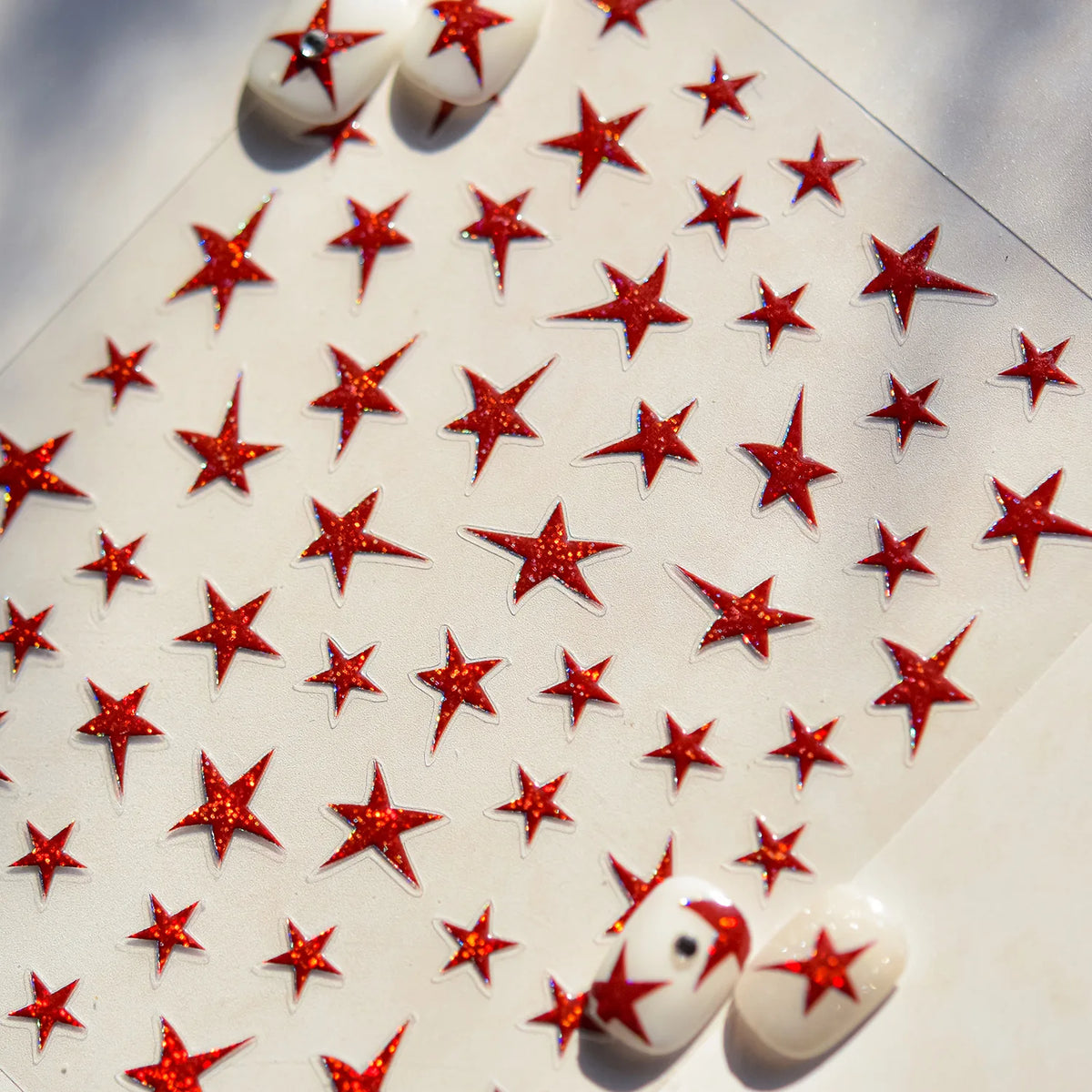 5D Red Star Nail Art Stickers | Metallic Glitter Decals – NAILFYOU Nail Art Sticker QXL