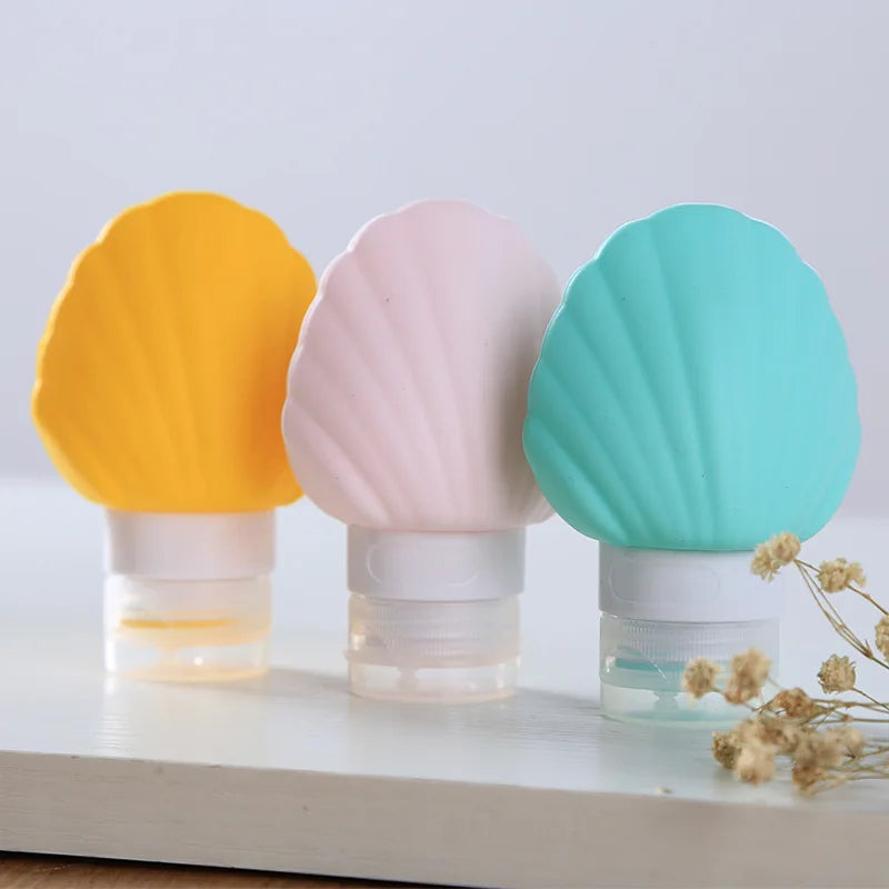 Shell Silicone Travel Squeeze Bottles 40ml & 90ml Refillable Set Travel Squeeze Bottles QXL