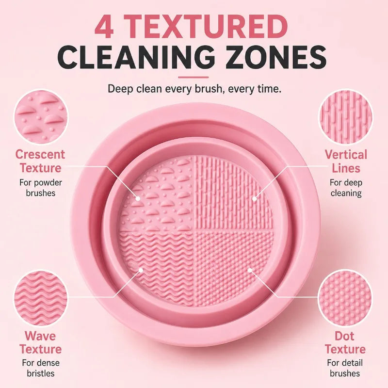 2-in-1 Silicone Makeup Brush Cleaner Bowl & Drying Basket Brush Cleaner Set QXL
