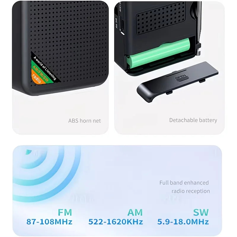 Portable AM/FM/SW Rechargeable Pocket Radio – Earphone Jack Portable Pocket Radio QXL