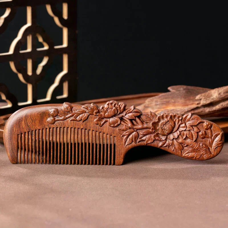 Sandalwood Hand-Carved Hair & Beard Comb | Anti-Static Wooden Hair Comb QXL