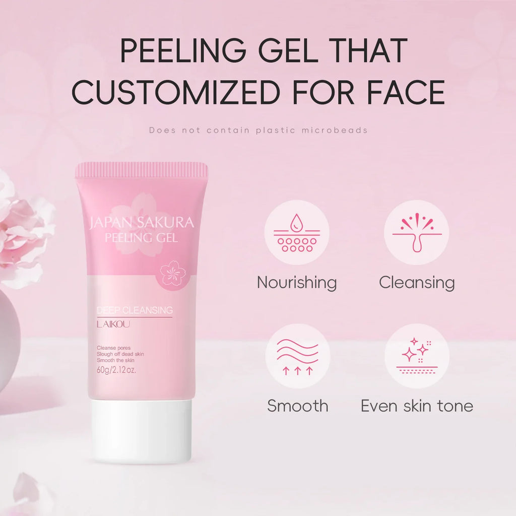 LAIKOU Sakura Face Peeling Gel | Exfoliate & Brighten 60g Face Peeling Gel QXL