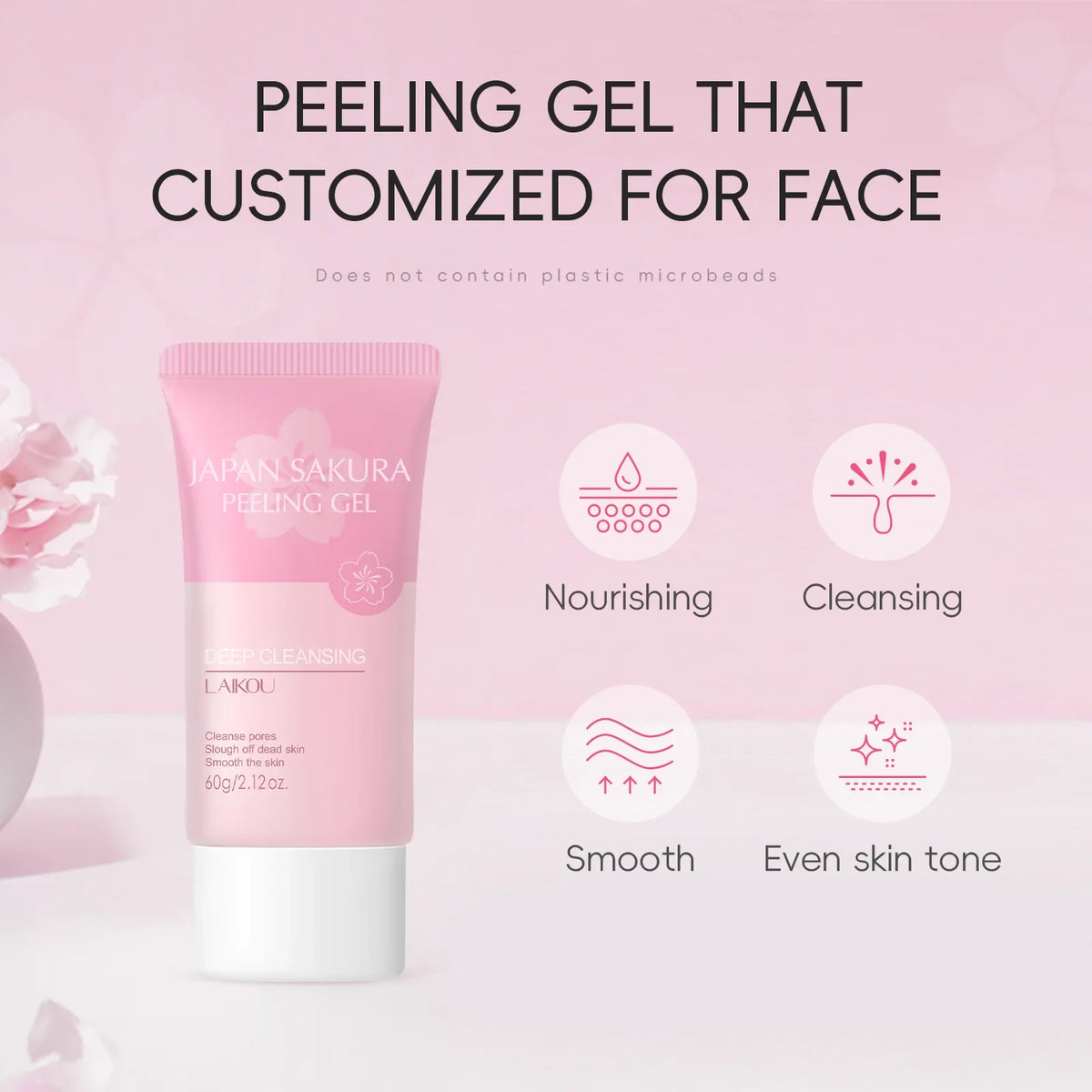 LAIKOU Sakura Face Peeling Gel | Exfoliate & Brighten 60g Face Peeling Gel QXL