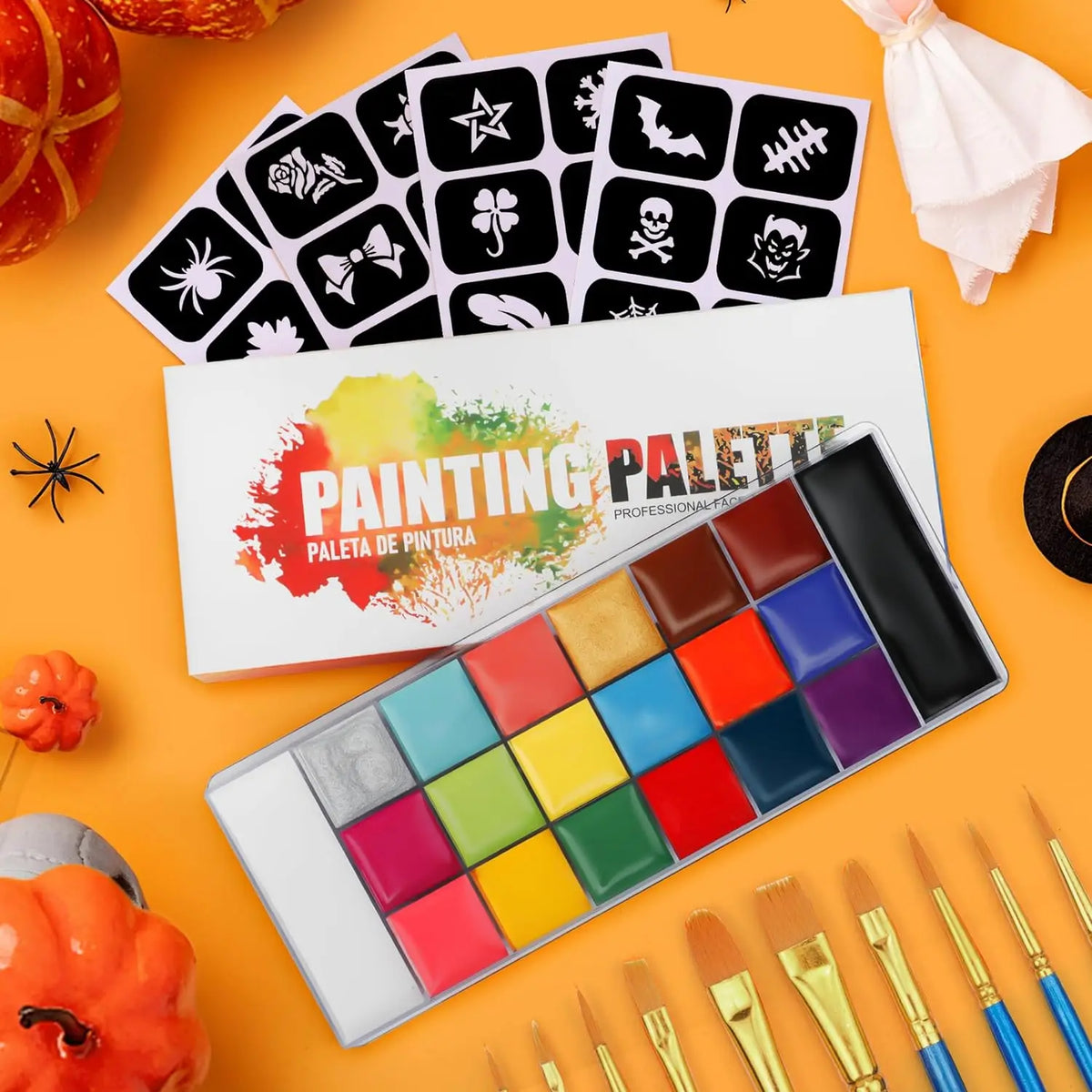 VERONNI 20-Color Face & Body Paint Palette – Halloween Party Face & Body Paint QXL
