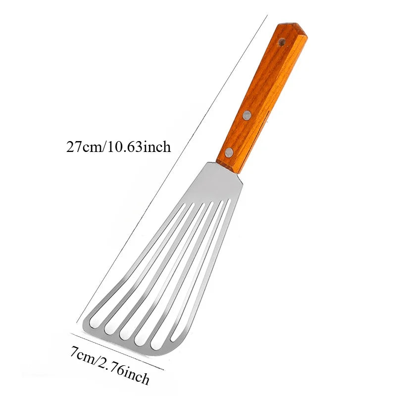 Stainless Steel Non-Slip Frying Spatula | Fish Egg Steak Frying Spatula QXL