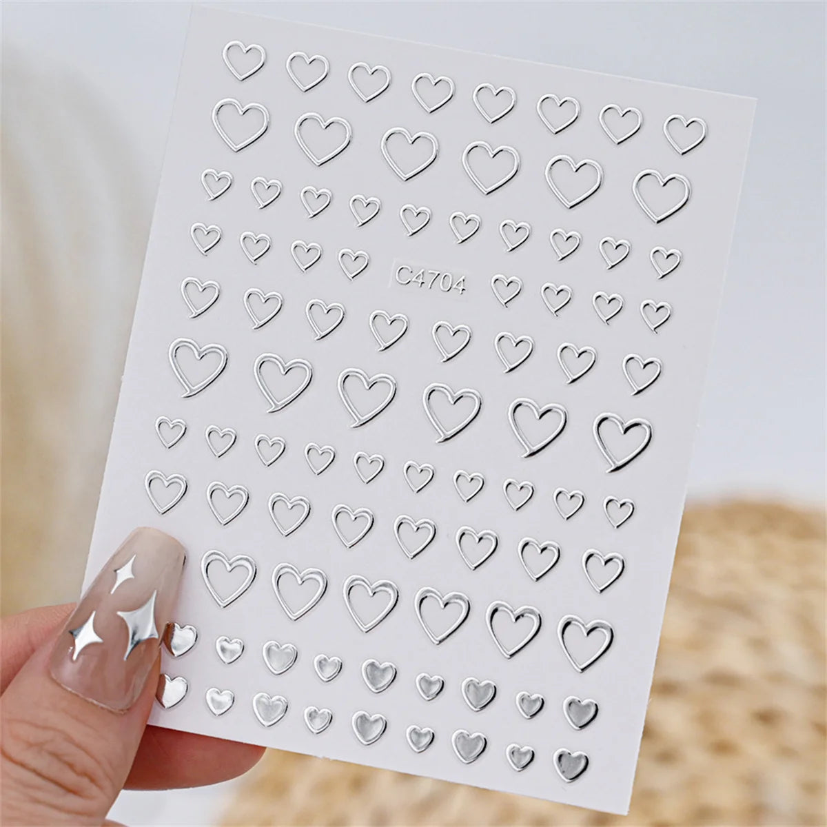 5-Pack 3D Silver Star Kawaii Nail Art Stickers & Decals Nail Art Stickers QXL