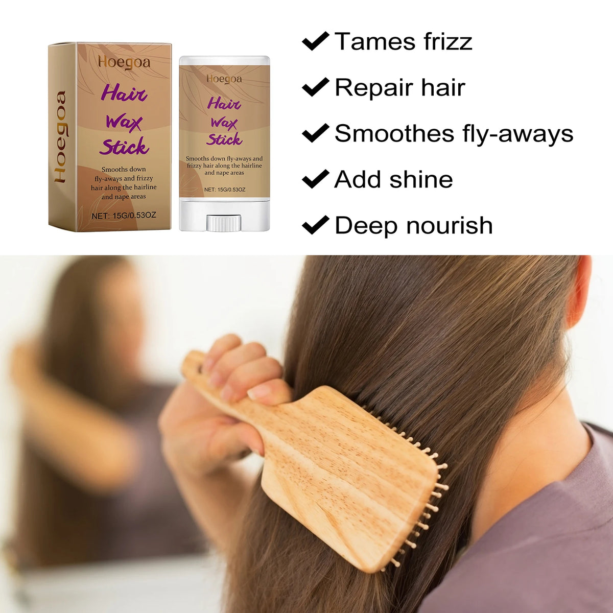 HOEGOA Beeswax Hair Wax Stick | Anti-Frizz & Flyaway Control Hair Wax Pomade QXL
