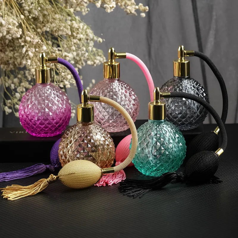 100ml Crystal Vintage Glass Perfume Bottle | Gold Spray Atomizer Perfume Atomizer Bottle QXL