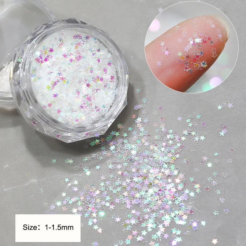 1mm Mini Star Nail Glitter Jar | DIY Nail Art Decoration Nail Art Glitter QXL