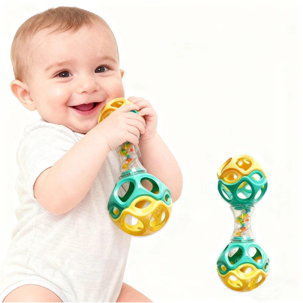 Baby Teething Rattle Ball – Soft TPU Sensory Grasping Toy Baby Teething Toy QXL