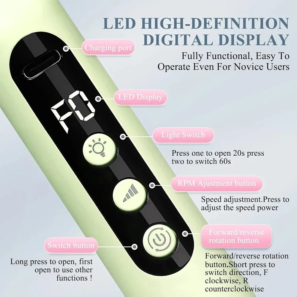 2-in-1 Cordless Nail Drill & UV LED Lamp Rechargeable Kit Nail Drill & UV Lamp QXL