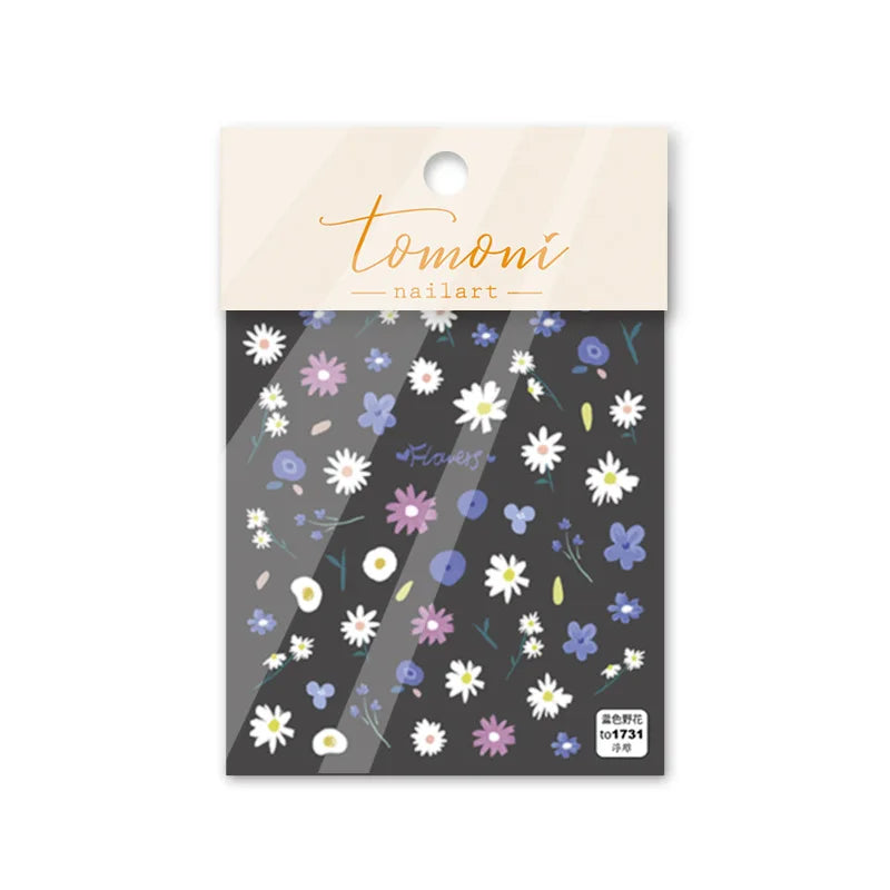 5D Embossed Crayon Flower Nail Art Stickers | Self-Adhesive Nail Art Stickers QXL