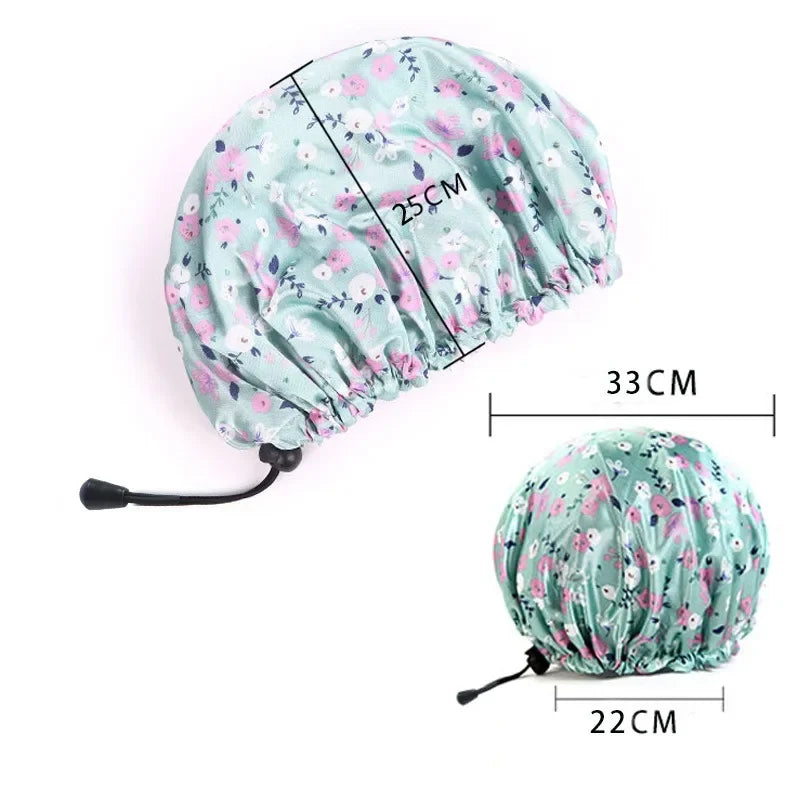 Extra Large Reusable Shower Cap | Double Layer PEVA Waterproof Shower Cap QXL