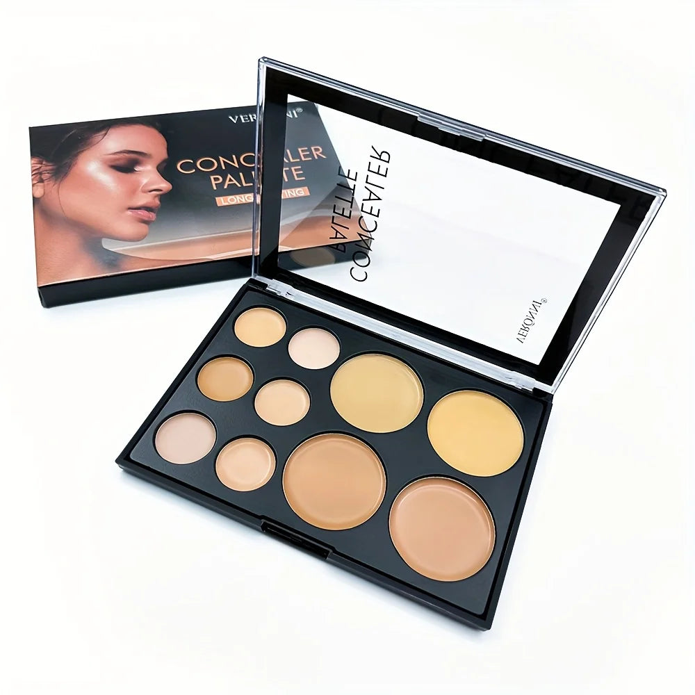 10-Colour Concealer & Contour Palette Set with Brush Concealer Palette Set QXL