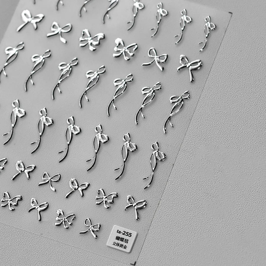 5D Glitter Butterfly Nail Stickers | Gold Silver Laser Decals Nail Art Stickers QXL