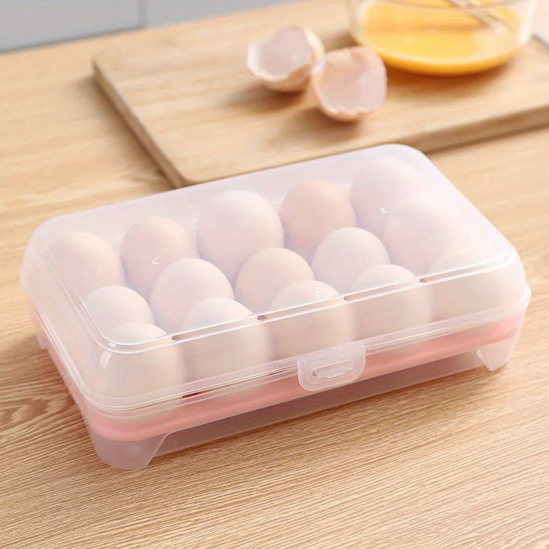 15-Grid Egg Storage Box | Fridge & Portable Picnic Holder Egg Storage Box QXL Pink
