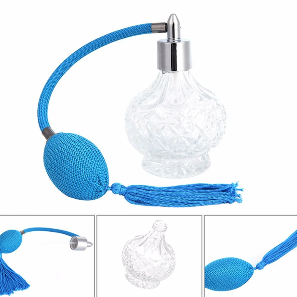 80ml Refillable Glass Perfume Bottle | Gold Atomizer & Tassels Perfume Atomizer Bottle QXL