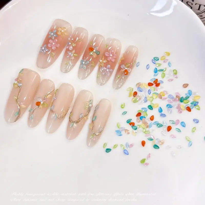 50-Pc Ice Flower Zircon Nail Charms | Pastel Candy Colors Nail Art Charms QXL