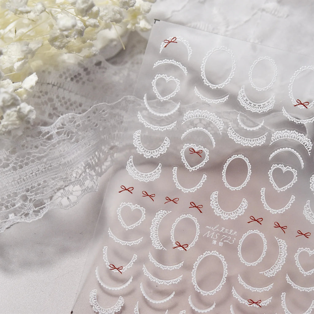 5D Kawaii Lace Nail Art Stickers | Japanese DIY Decals Nail Art Stickers QXL MS723