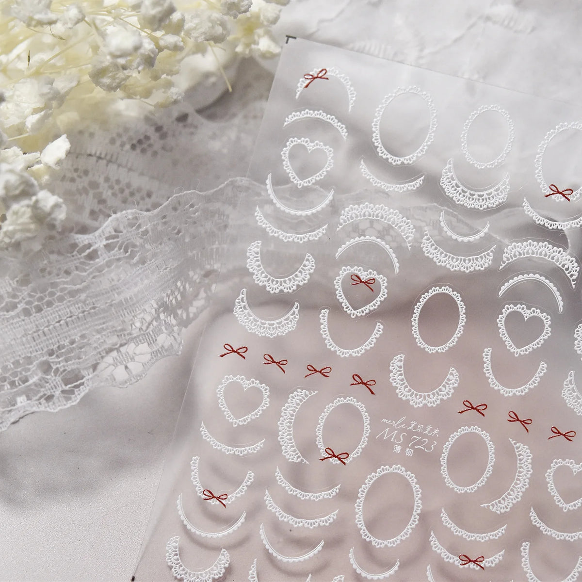 5D Kawaii Lace Nail Art Stickers | Japanese DIY Decals Nail Art Stickers QXL MS723