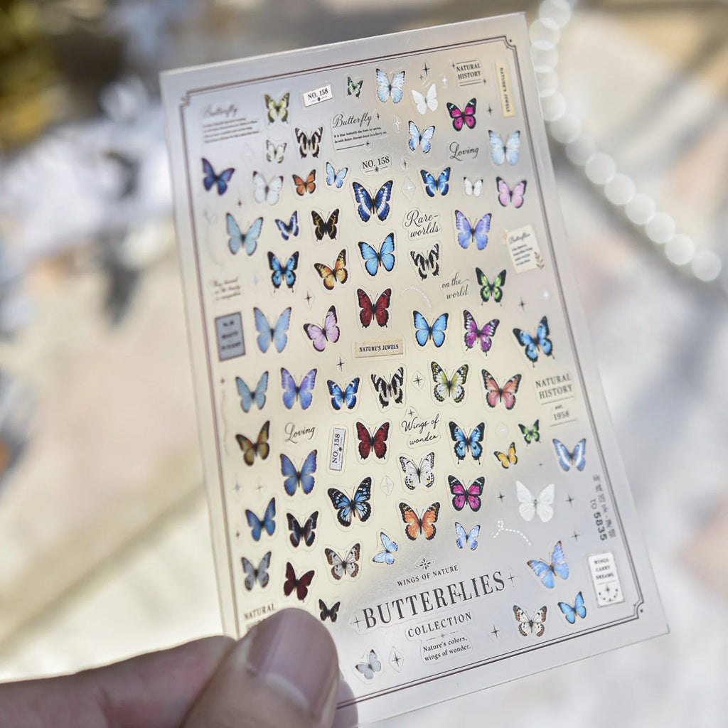 5D Retro Butterfly Nail Stickers | Oil Painting Forest Decals Nail Art Stickers QXL