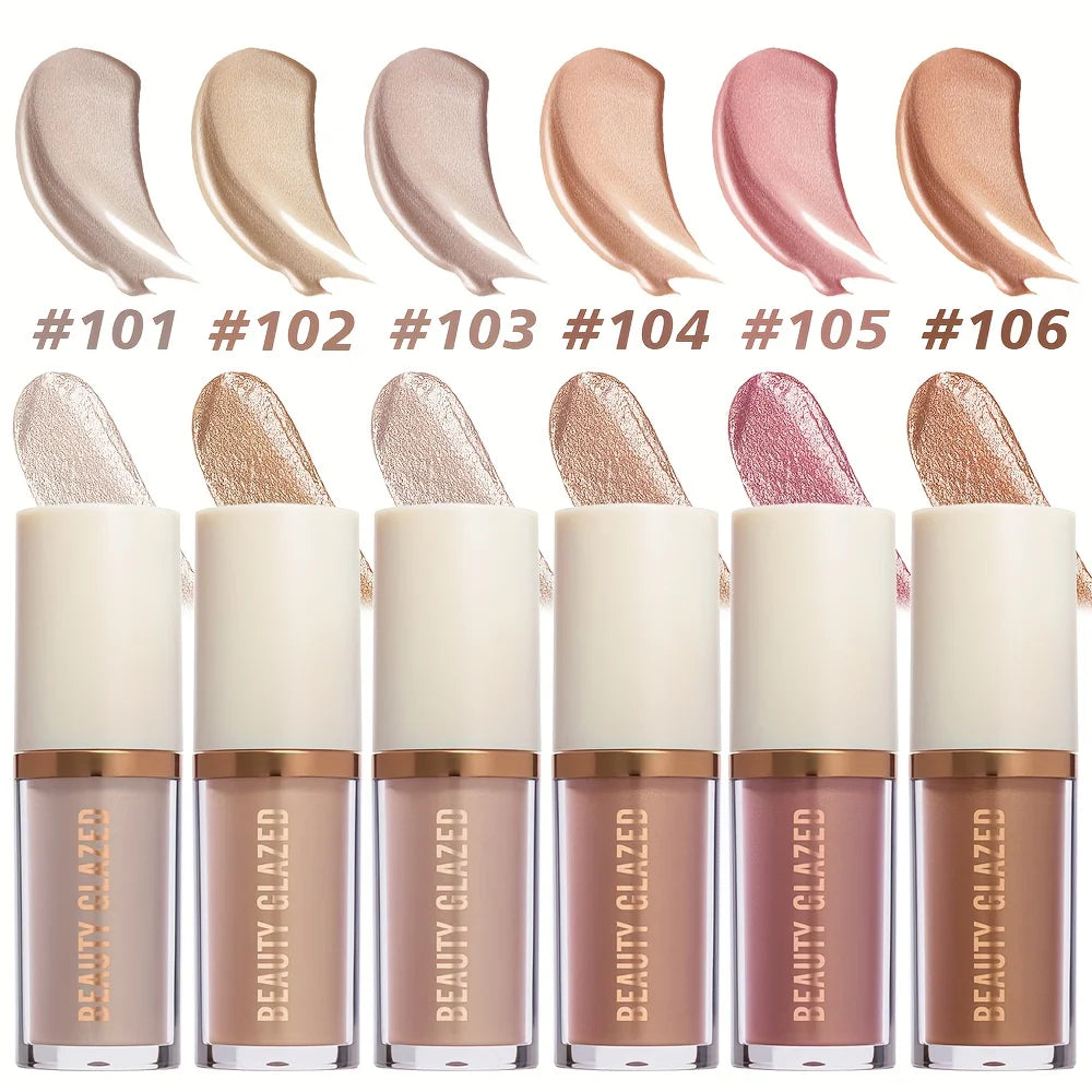 Beauty Glazed 6-Color Liquid Highlighter – Shimmer Metallic Glow Liquid Highlighter QXL