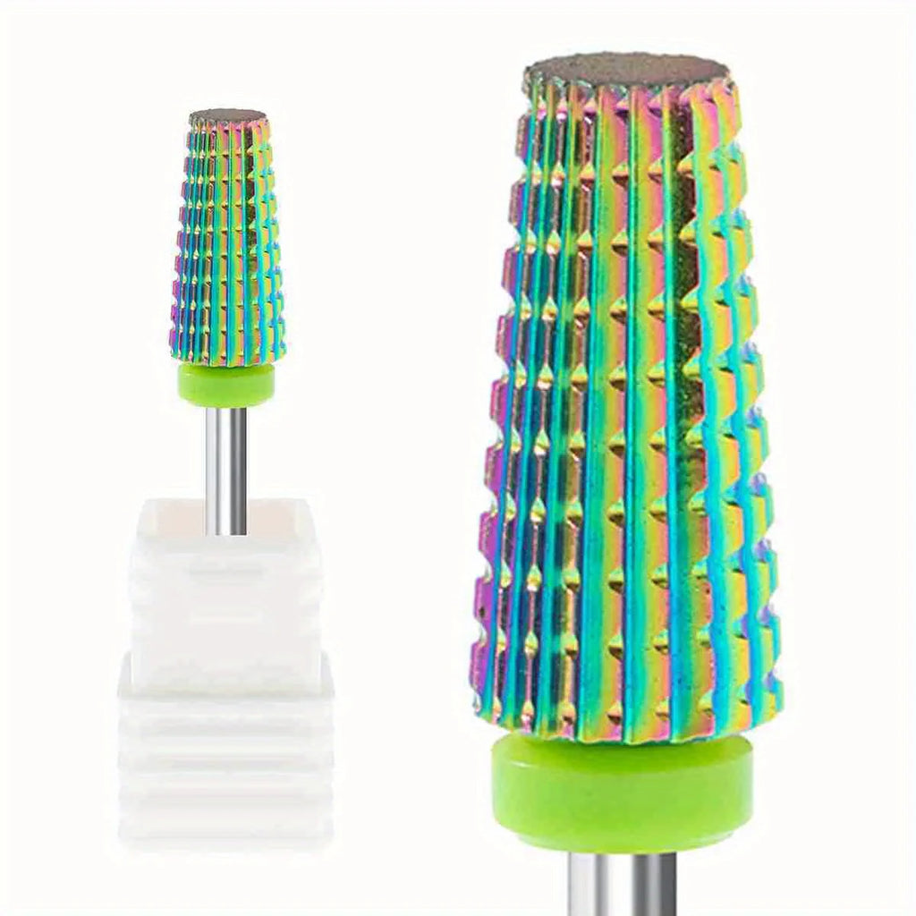 5-in-1 Cone Tungsten Carbide Nail Drill Bit – Gel & Acrylic Nail Drill Bit QXL Green