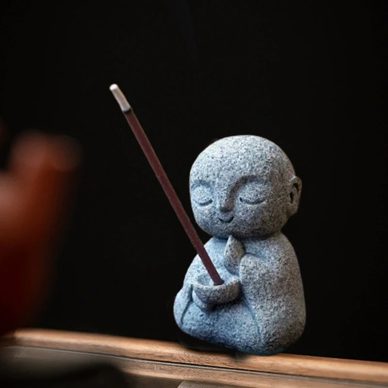 Japanese Jizo Monk Incense Holder | Zen Resin Figurine Incense Holder Figurine QXL