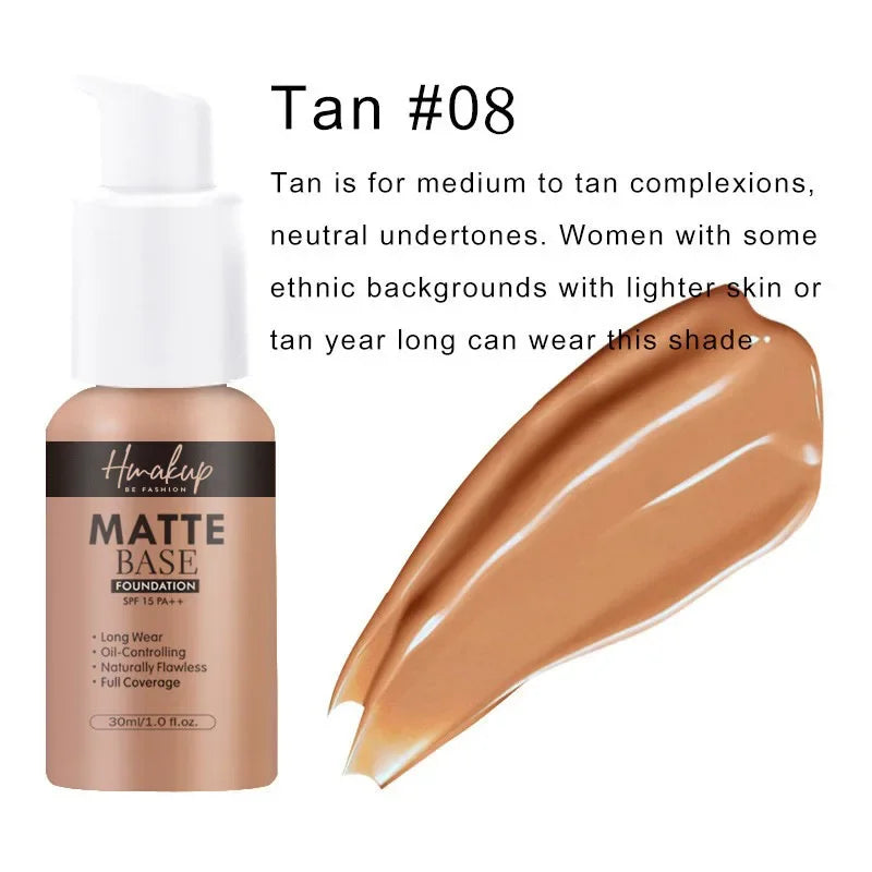 SEPORA Matte Liquid Foundation 30ml – 6 Shades, Full Coverage Liquid Foundation QXL 08