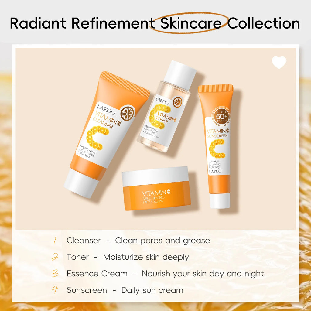 LAIKOU Vitamin C 4-Piece Travel Skincare Set | SPF50+ Travel Skincare Set QXL