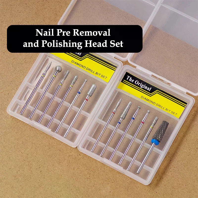 6-Piece Diamond Nail Drill Bits | Cone Tip Cuticle Set Nail Drill Bit Set QXL