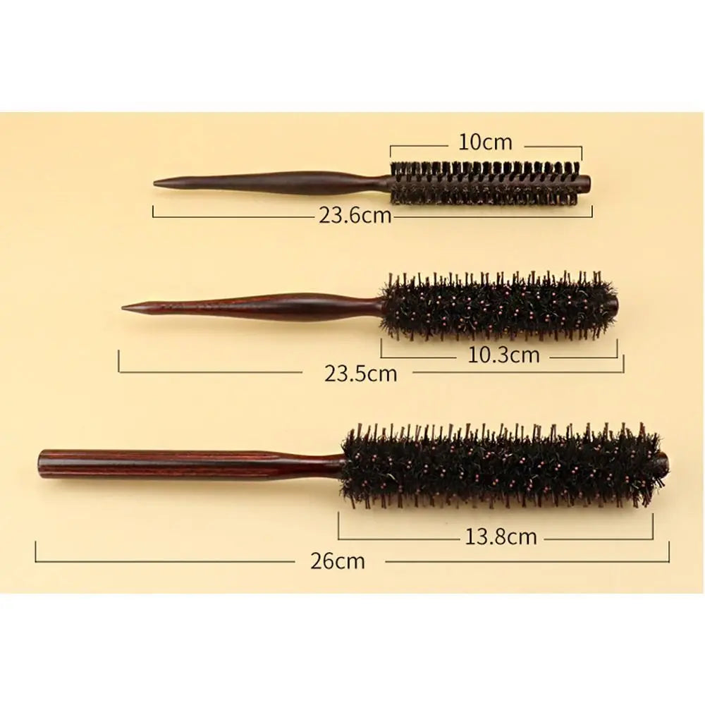 Anti-Static Boar Bristle Round Hair Brush | Wooden Handle Round Hair Brush QXL