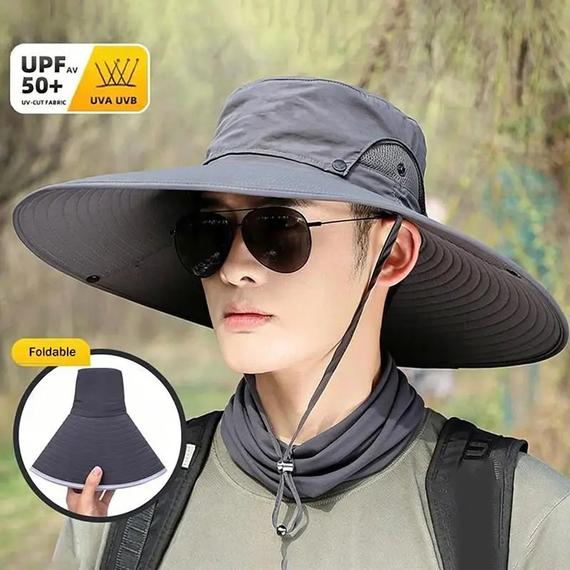 Wide Brim Sun Hat UV Protection | Foldable Mesh Cap Wide Brim Sun Hat QXL