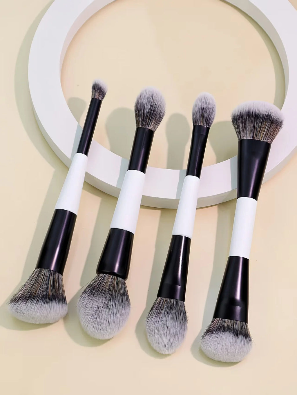 4 Double-Ended Makeup Brushes | 8-in-1 Blush & Foundation Set Makeup Brush Set QXL