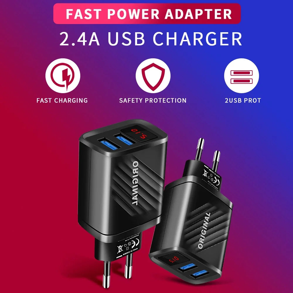 18W Dual USB QC 3.0 Fast Wall Charger | EU US UK Plug USB Wall Charger QXL