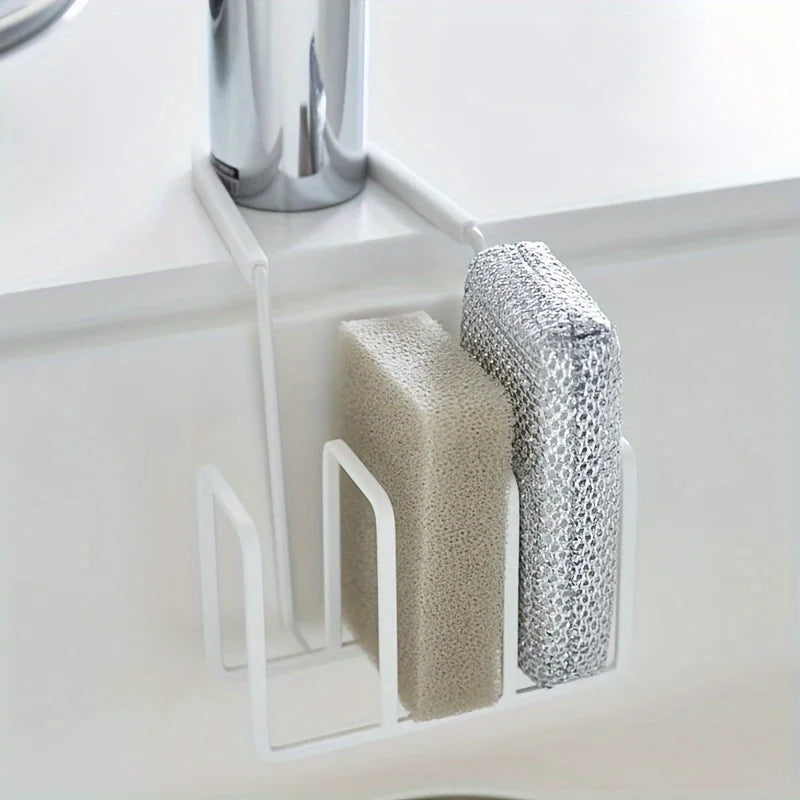 2-Pack Wall-Mount Kitchen Sponge Rack | Rustproof Faucet Organizer Kitchen Sink Organizer QXL