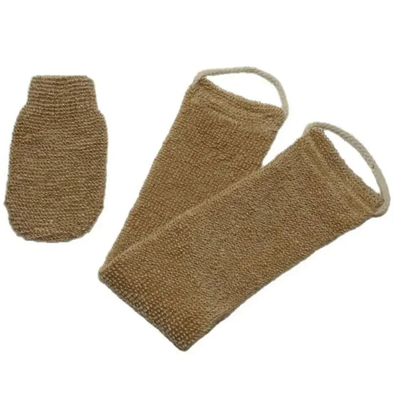 Ramie Jute Exfoliating Back Scrubber & Bath Gloves Set Bath Exfoliating Scrubber QXL