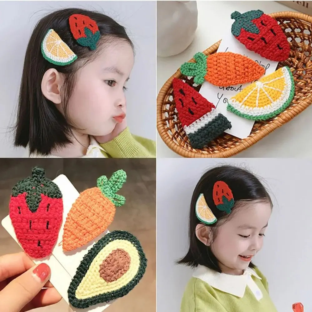 Knitted Plush Cartoon Fruit Hair Clip for Kids | BB Clip Kids Hair Clip QXL