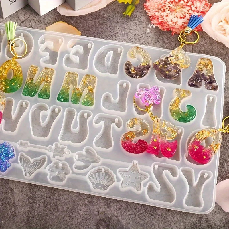 Silicone Alphabet Resin Casting Molds – DIY Jewelry & Keychain Resin Casting Mold QXL