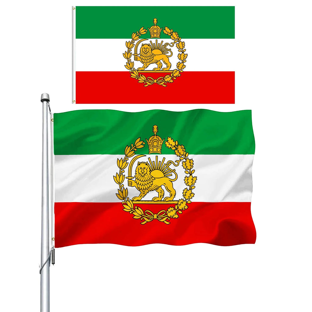 3x5 FT Iran Lion & Sun Historic Flag | Double-Printed Polyester Decorative Flag QXL