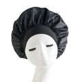 Satin Sleep Bonnet & Shower Cap | Large Elastic Hair Hat Satin Sleep Bonnet QXL Black