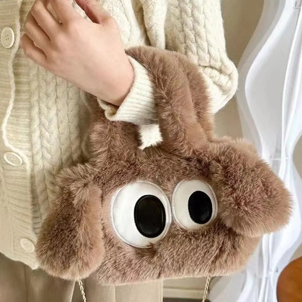 Kawaii Big Eye Plush Crossbody Bag | Y2K Cute Shoulder Purse Plush Crossbody Bag QXL