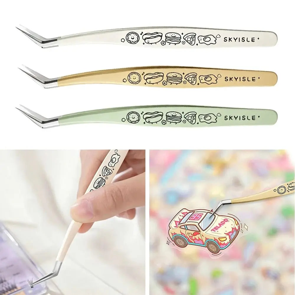 Curved Lash Extension Tweezers | Cartoon Anti-Static Steel Lash Extension Tweezer QXL