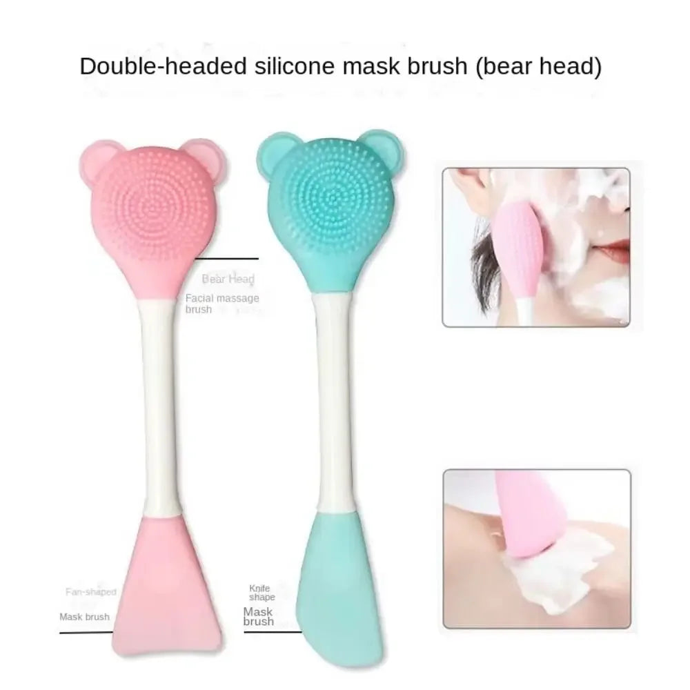 Bear Double-Ended Silicone Face Cleansing & Mask Brush Facial Cleansing Brush QXL