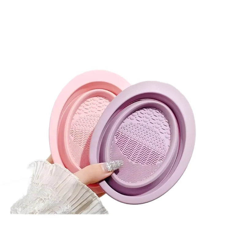2-in-1 Silicone Makeup Brush Cleaner Bowl & Drying Basket Brush Cleaner Set QXL