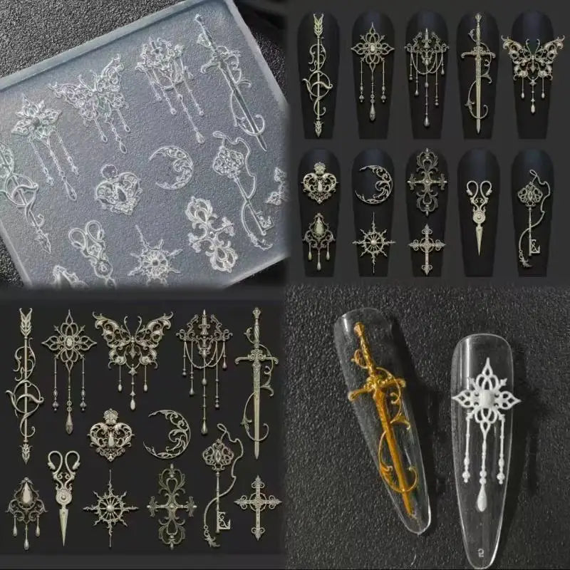 3D Retro Silicone Nail Art Mold – Flowers & Bow Tie Design Nail Art Mold QXL