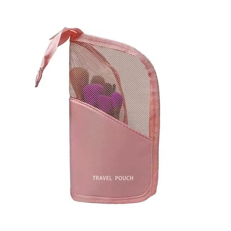 Transparent Vertical Makeup Brush Bag | Travel Cosmetic Organizer Cosmetic Organizer Bag QXL Pink